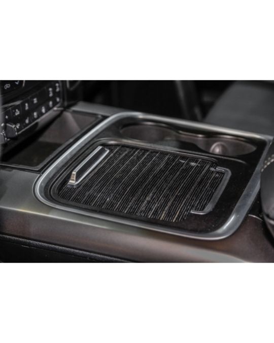 Genuine Mopar Console Tray Upgrade Silver W/ Black Wood