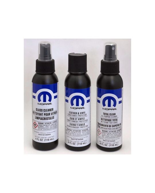 Genuine Mopar Car Care Kit With Glass Cleaner / Leather & Vinyl Conditioner & Protectant / Total Clean