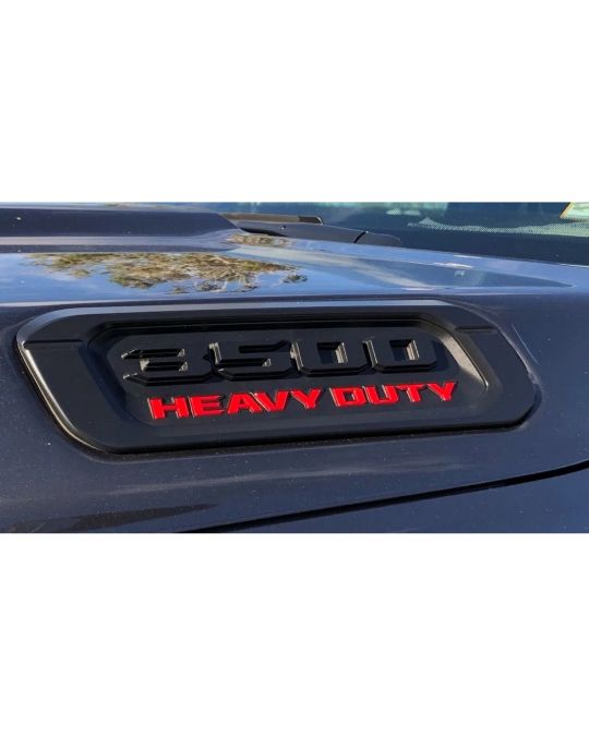 Genuine Mopar Emblem Hood Vent 3500 Heavy Duty Matte Black Red Driver Side