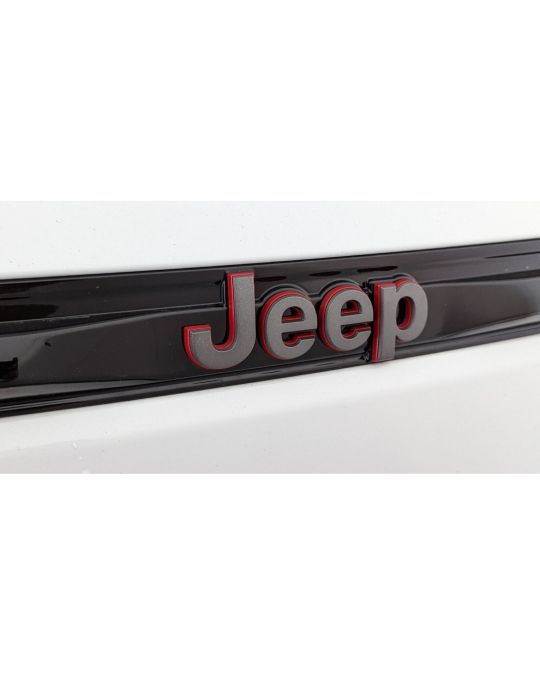 Genuine Mopar Trailhawk "Jeep" Emblem Dark Gray With Red Surround For Liftgate Fits Two Row Models