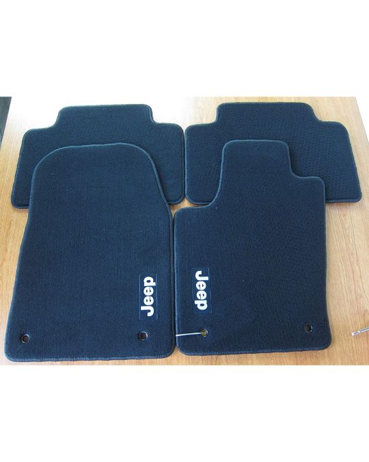 Genuine Mopar Floor Mats Carpeted First & Second Rows Black W/ Jeep Logo