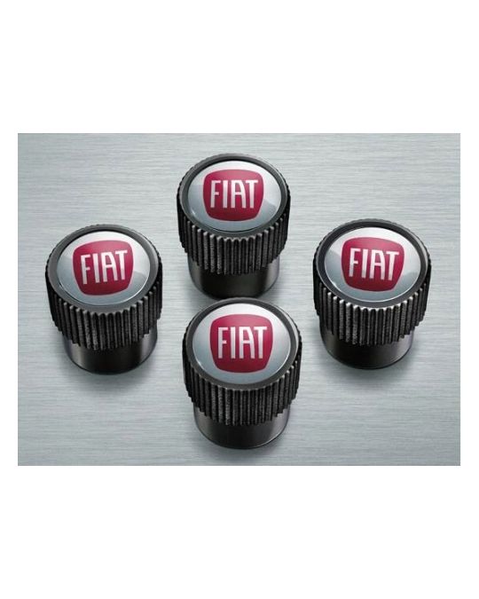 Genuine Mopar Valve Stem Caps Kit Of Four Black With White & Red Fiat Logo