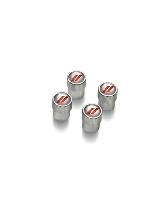 Genuine Mopar Wheel Valve Stem Caps Silver W/ Red Dodge Logo