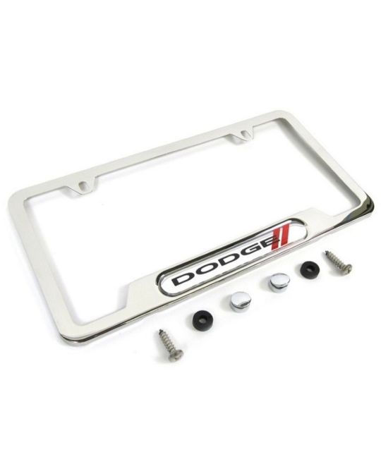 Genuine Mopar Decorative License Plate Frame Bright Polished Chrome Stainless Steel With Dodge Logo