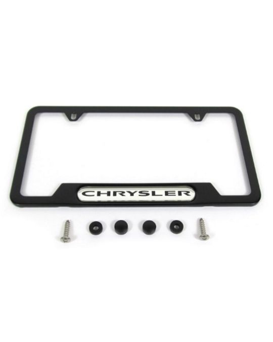 Genuine Mopar License Plate Frame Black W/ Chrysler Logo