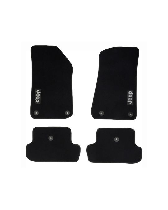 Genuine Mopar Carpet Mats 2 Door Kit Of Four Mats Black With Light Tungsten Jeep Logo