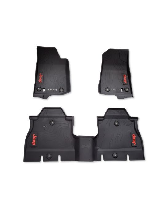 Genuine Mopar Rubber Floor Mats 4 Door With Red Jeep Logo