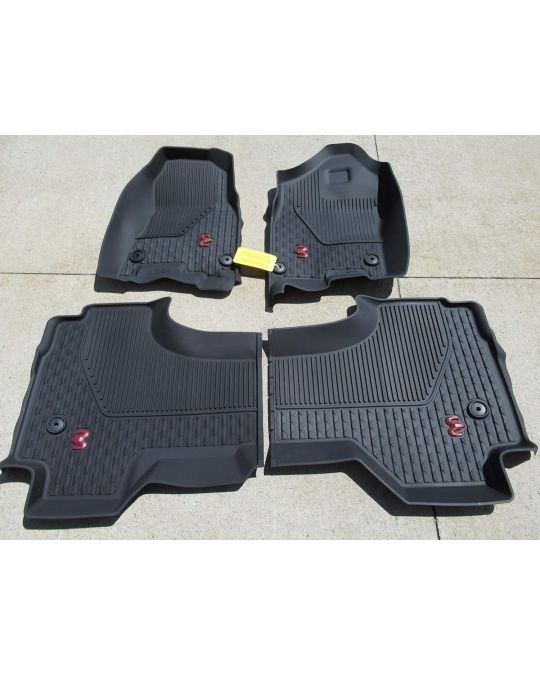 Genuine Mopar All-Weather Slush Mats Quad Cab Rebel Black With Red Ram's Head Logo