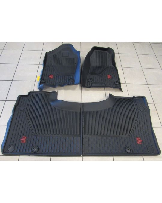 Genuine Mopar All-Weather Slush Mats Crew Cab Rebel Black With Red Rams Head