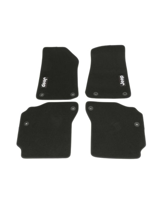 Genuine Mopar Floor Mats Set Of Four Black With Light Tungsten Jeep Logo