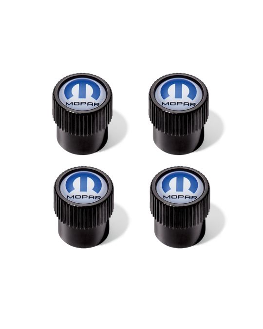 Genuine Mopar Wheel Valve Stem Caps Mopar Logo Blue