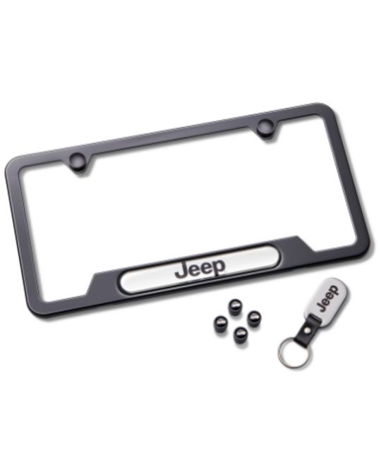 Genuine Mopar License Plate Frame Gift Set - Black With Jeep Logo