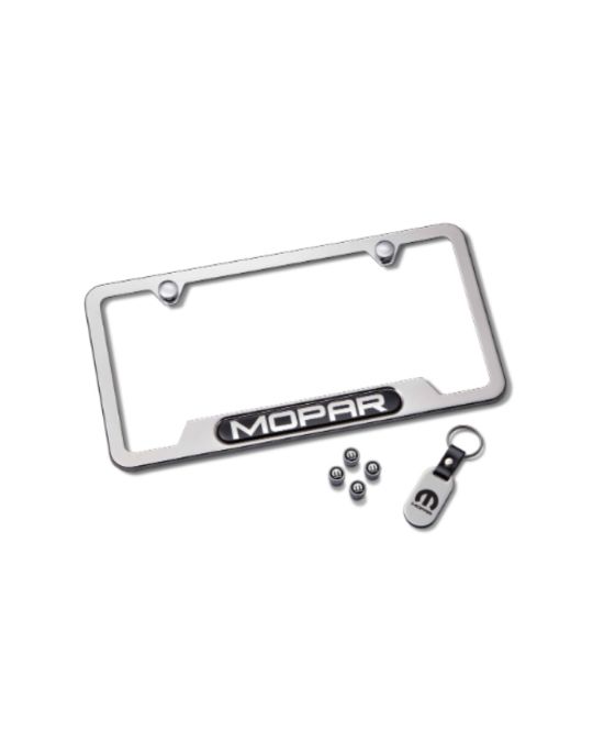 Genuine Mopar License Plate Frame Gift Set - Mopar Logo Silver