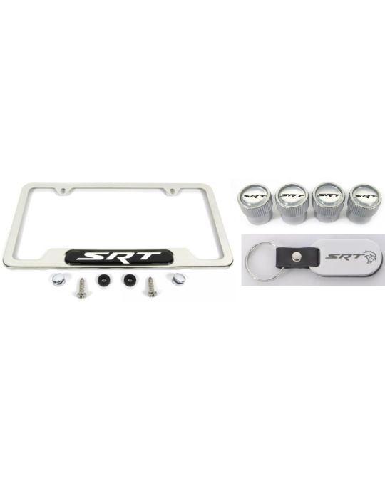 Genuine Mopar License Plate Frame Gift Set SRT Polished Chrome