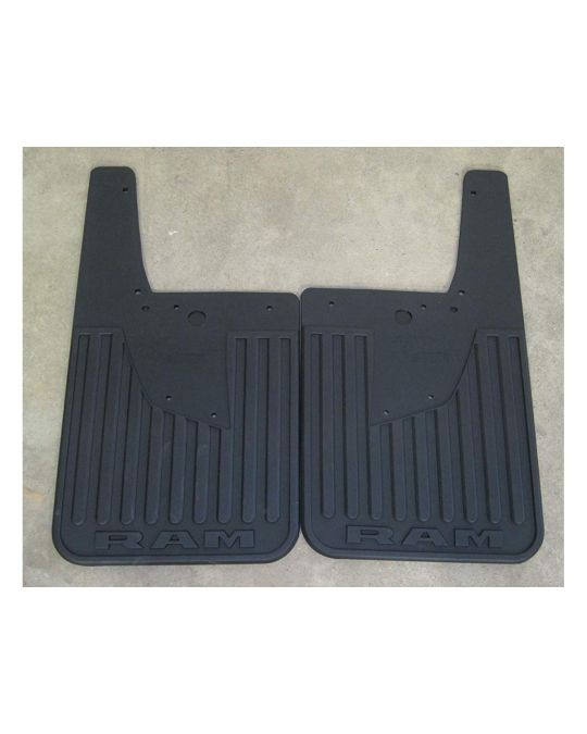 Genuine Mopar Rear Splash Guards Kit Of Two Flat Black With RAM Logo For Trucks With Fender Flares