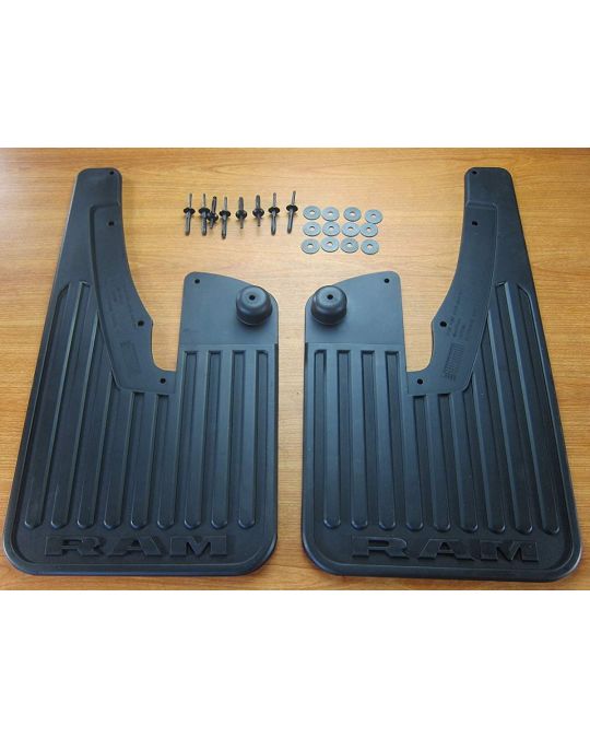 Genuine Mopar Front Splash Guards Kit Of Two Flat Black With RAM Logo For Trucks Without Fender Flares