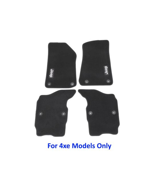 Genuine Mopar Carpet Mats Four Door Kit Of Three Mats Black With Light Tungsten Jeep Logo For 4xe PHEV