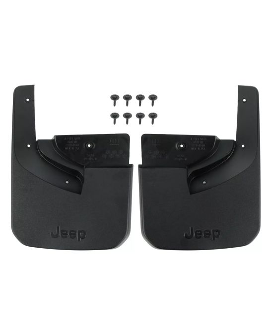 Genuine Mopar 4XE PHEV Sahara And Sport Rear Splash Guards Kit Of Two Black With Jeep Logo