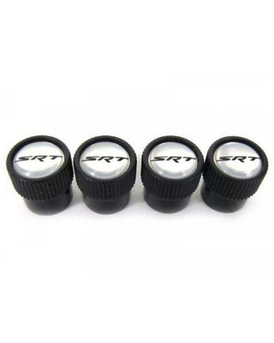 Genuine Mopar Wheel Valve Stem Caps Kit Of Four Black With SRT Logo