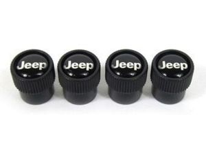 Genuine Mopar Wheel Valve Stem Caps Black With Jeep Logo Kit Of Four