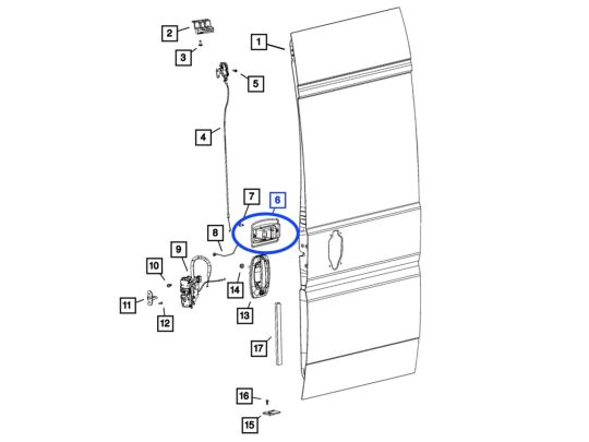 Genuine Mopar Door Handle - Right Rear Inside