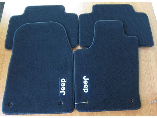 Genuine Mopar Floor Mats Carpeted First & Second Rows Black W/ Jeep Logo