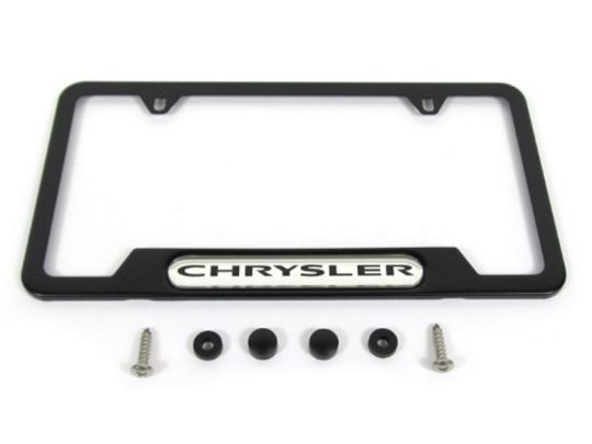 Genuine Mopar License Plate Frame Black W/ Chrysler Logo