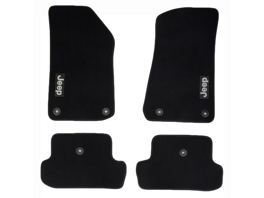 Genuine Mopar Carpet Mats 2 Door Kit Of Four Mats Black With Light Tungsten Jeep Logo