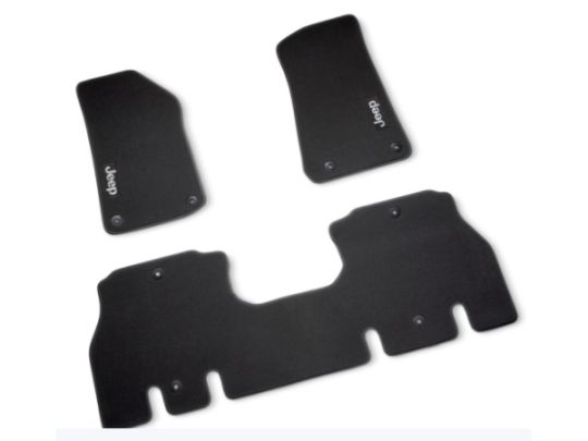 Genuine Mopar Carpet Mats 4 Door Black With Light Tungsten Jeep Logo Kit Of Three Mats