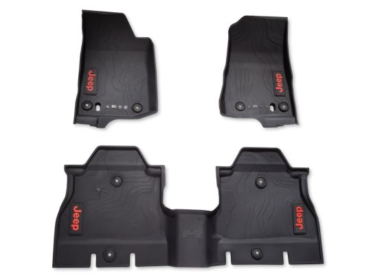 Genuine Mopar Rubber Floor Mats 4 Door With Red Jeep Logo