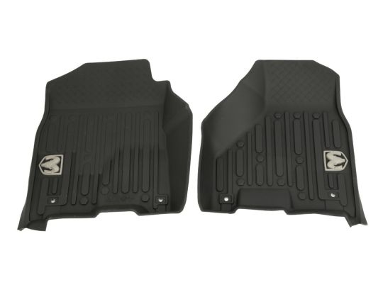 Genuine Mopar Rubber Mats Bucket Style Front Black With Ram's Head Logo For Regular Cab