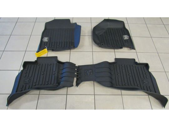 Genuine Mopar Rubber Mats Bucket Style Front & Rear Black With Ram's Head Logo