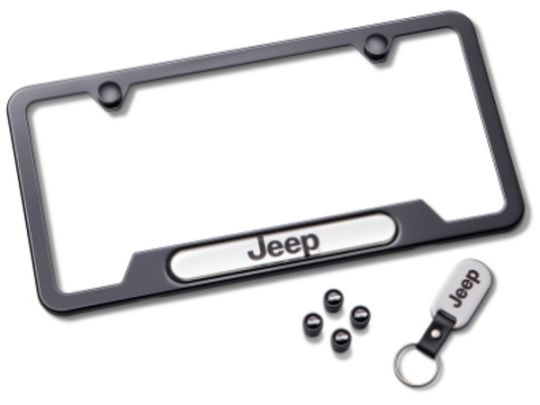 Genuine Mopar License Plate Frame Gift Set - Black With Jeep Logo