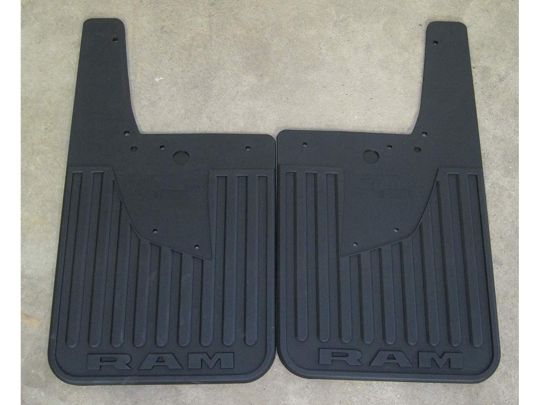 Genuine Mopar Rear Splash Guards Kit Of Two Flat Black With RAM Logo For Trucks With Fender Flares