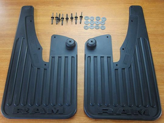 Genuine Mopar Front Splash Guards Kit Of Two Flat Black With RAM Logo For Trucks Without Fender Flares