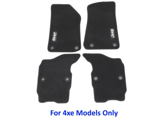 Genuine Mopar Carpet Mats Four Door Kit Of Three Mats Black With Light Tungsten Jeep Logo For 4xe PHEV